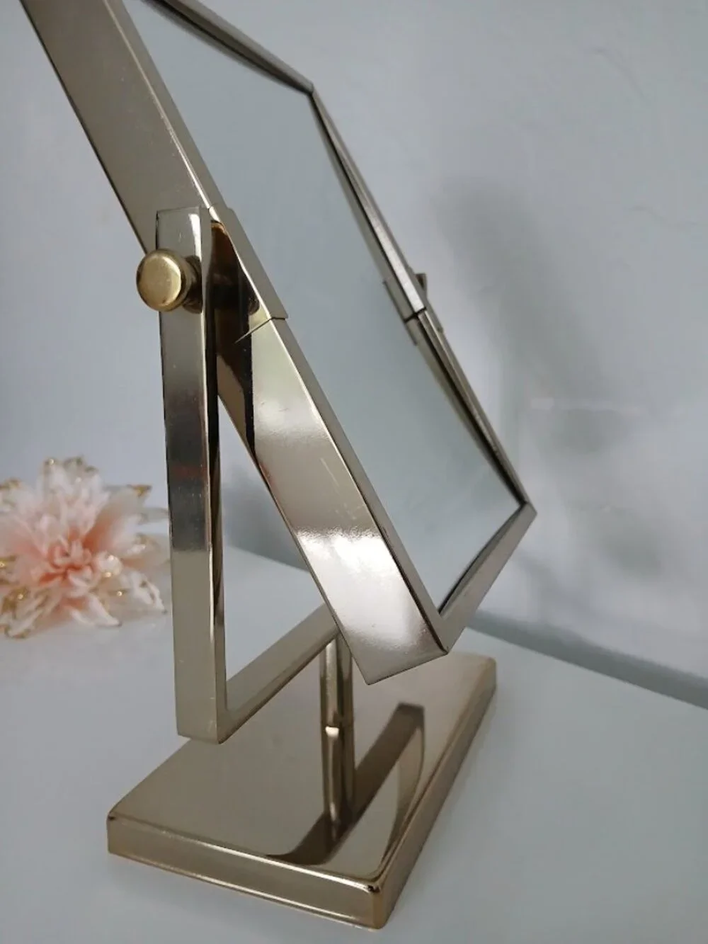 WEST EMORY Gold Tone Two Sided Makeup Vanity Mirror